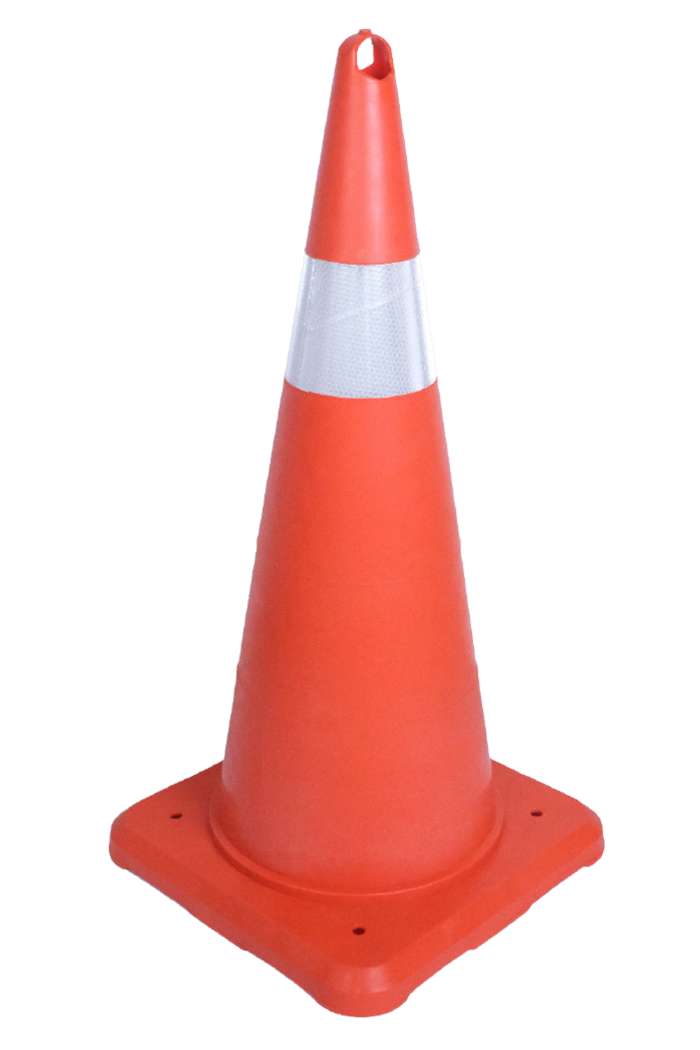 65 CM TRAFFIC CONE (SQUARE BASE) ECO (SINGLE REFLECTIVE)