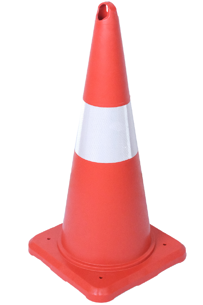 50 CM TRAFFIC CONE (SQUARE BASE) ECO (SINGLE REFLECTIVE)