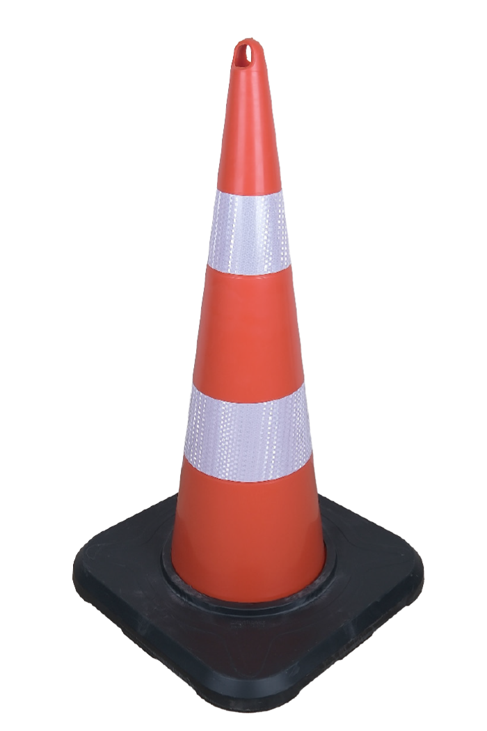 90 CM WEIGHTED TRAFFIC CONE (SQUARE BASE) ECO (DOUBLE REFLECTIVE)