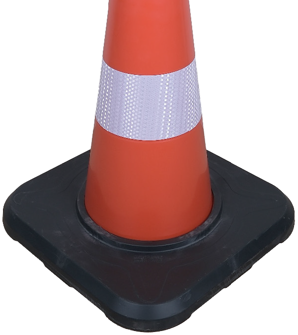 90 CM WEIGHTED TRAFFIC CONE (SQUARE BASE) ECO (DOUBLE REFLECTIVE)