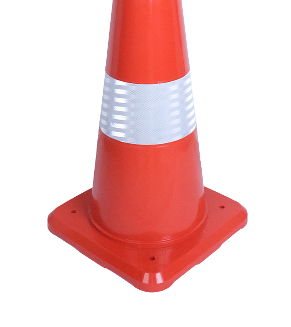 90 CM UNBREAKABLE TRAFFIC CONE (SQUARE BASE) PVC (DOUBLE REFLECTIVE)