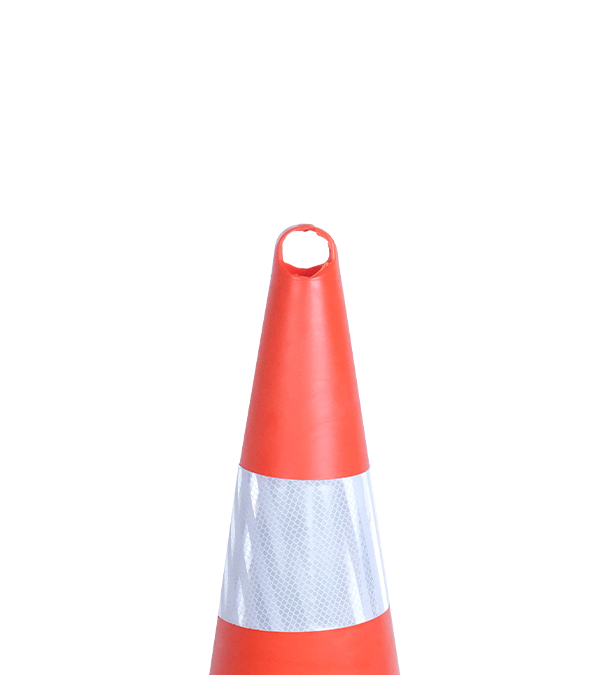 75 CM UNBREAKABLE TRAFFIC CONE (SQUARE BASE) PVC (DOUBLE REFLECTIVE)